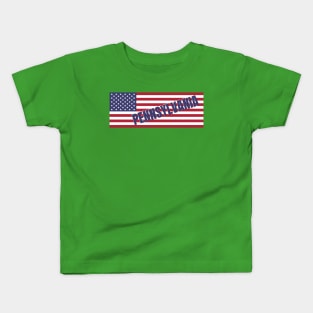 Pennsylvania State in American Flag Kids T-Shirt